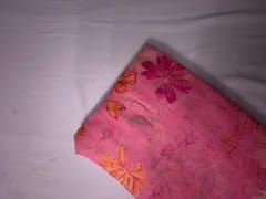 Pink Floral Pure Chanderi Fabric