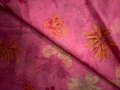 Pink Floral Pure Chanderi Fabric