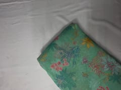 Sea Green Floral Pure Chanderi Fabric