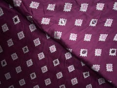 Deep Magenta Geometric Modal Satin Fabric