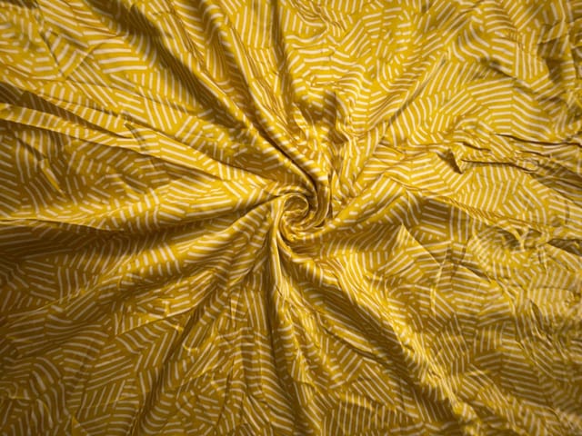 Yellow Abstract Modal Satin Fabric