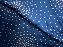 Blue & White Dots Modal Satin Fabric