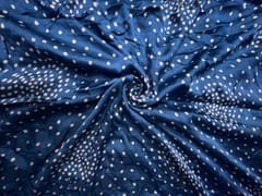 Blue & White Dots Modal Satin Fabric