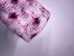 Pink Geometric Viscose Organza Satin Fabric