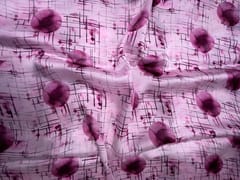 Pink Geometric Viscose Organza Satin Fabric