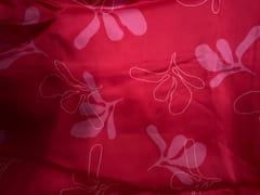 Red Pink Floral Viscose Organza Satin Fabric