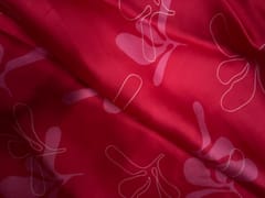 Red Pink Floral Viscose Organza Satin Fabric