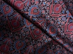 Dark Brown Floral Modal Satin Fabric