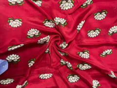Dark Red Floral Chinon Chiffon Fabric