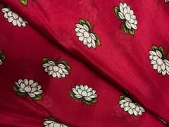 Dark Red Floral Chinon Chiffon Fabric