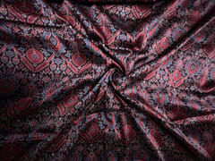 Dark Brown Floral Modal Satin Fabric