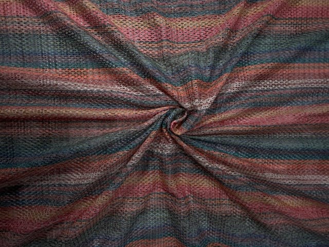 Multicolor Stripes Cotton Crochet Fabric