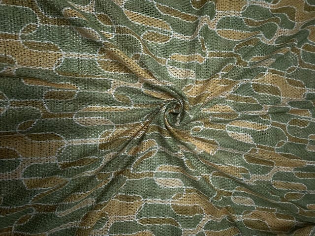 Green Abstract Cotton Crochet Fabric
