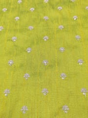 Green Raw Silk Fabric With Zari Work Butti