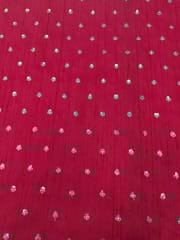 Rani Pink Raw Silk Fabric With Sequins & Zari Work Butti