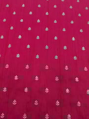 Rani Pink Raw Silk Fabric With Sequins & Zari Work Butti