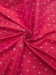 Rani Pink Raw Silk Fabric With Sequins & Zari Work Butti