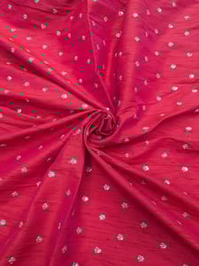 Rani Pink Raw Silk Fabric With Sequins & Zari Work Butti