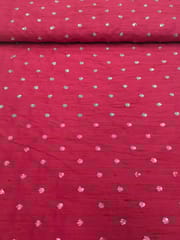 Rani Pink Raw Silk Fabric With Sequins & Zari Work Butti