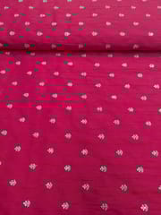 Rani Pink Raw Silk Fabric With Sequins & Zari Work Butti