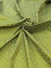 Green Raw Silk Fabric With Zari Work