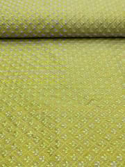 Green Raw Silk Fabric With Zari Work
