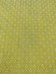 Green Raw Silk Fabric With Zari Work