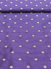 Purple Raw Silk Fabric With Sequins & Zari Work Butti