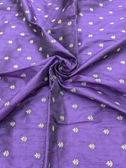 Purple Raw Silk Fabric With Sequins & Zari Work Butti