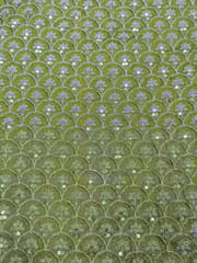 Green Raw Silk Fabric With Zari Work