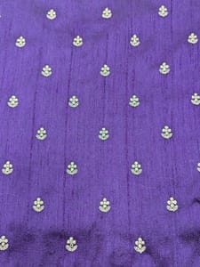 Purple Raw Silk Fabric With Sequins & Zari Work Butti