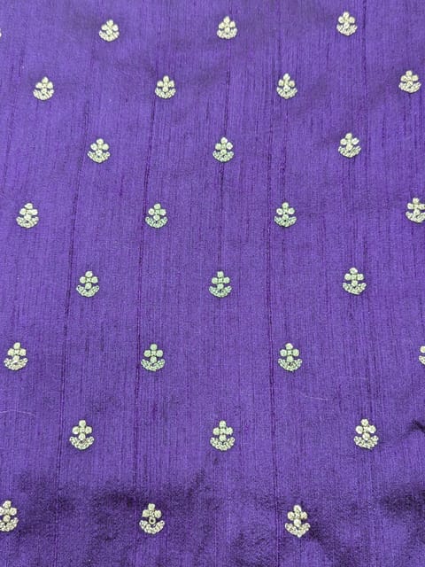 Purple Raw Silk Fabric With Sequins & Zari Work Butti