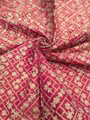 Rani Pink Raw Silk Fabric With Zari Work
