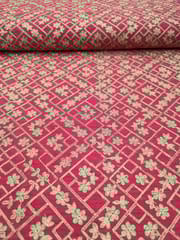 Rani Pink Raw Silk Fabric With Zari Work