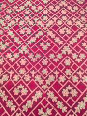 Rani Pink Raw Silk Fabric With Zari Work
