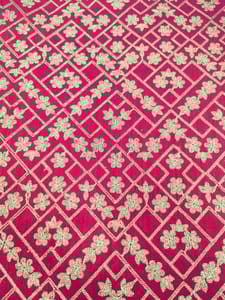 Rani Pink Raw Silk Fabric With Zari Work