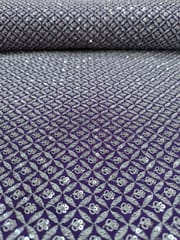 Purple Raw Silk Fabric With Sequins & Zari Work