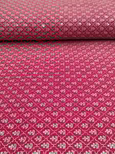 Rani Pink Raw Silk Fabric With Sequins & Zari Work