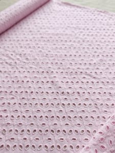 Baby Pink  six hole Pattern Schiffli Embroidered Fabric
