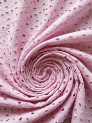Baby Pink  six hole Pattern Schiffli Embroidered Fabric