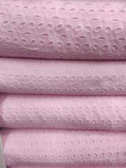 Baby Pink  six hole Pattern Schiffli Embroidered Fabric