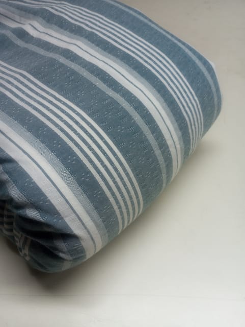 Mint Blue  Stripes Dobby  Weave Yarn Dyed Cotton Fabric