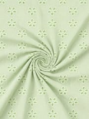 Lime Green  six hole Pattern Schiffli Embroidered Fabric