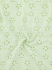 Lime Green  six hole Pattern Schiffli Embroidered Fabric