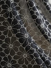 Black Daisy Web Pattern Schiffli Embroidered Fabric
