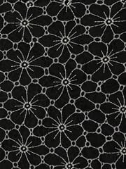 Black Daisy Web Pattern Schiffli Embroidered Fabric