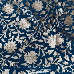 Peacock Green Colour Georgette Foil Floral Printed Fabric (1Meter Cut Piece)