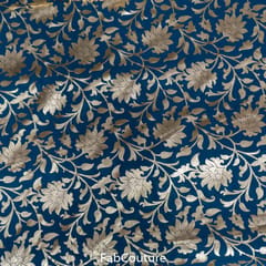 Peacock Green Colour Georgette Foil Floral Printed Fabric (1Meter Cut Piece)