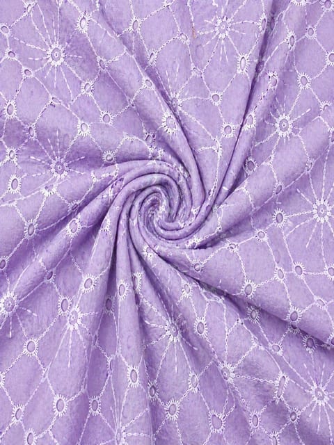 Lilac Daisy Web Pattern Schiffli Embroidered Fabric