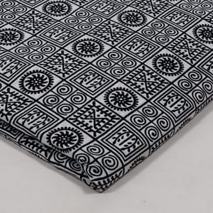 Black Color Cambric Cotton Printed Fabric (1.70Meter Cut Piece)